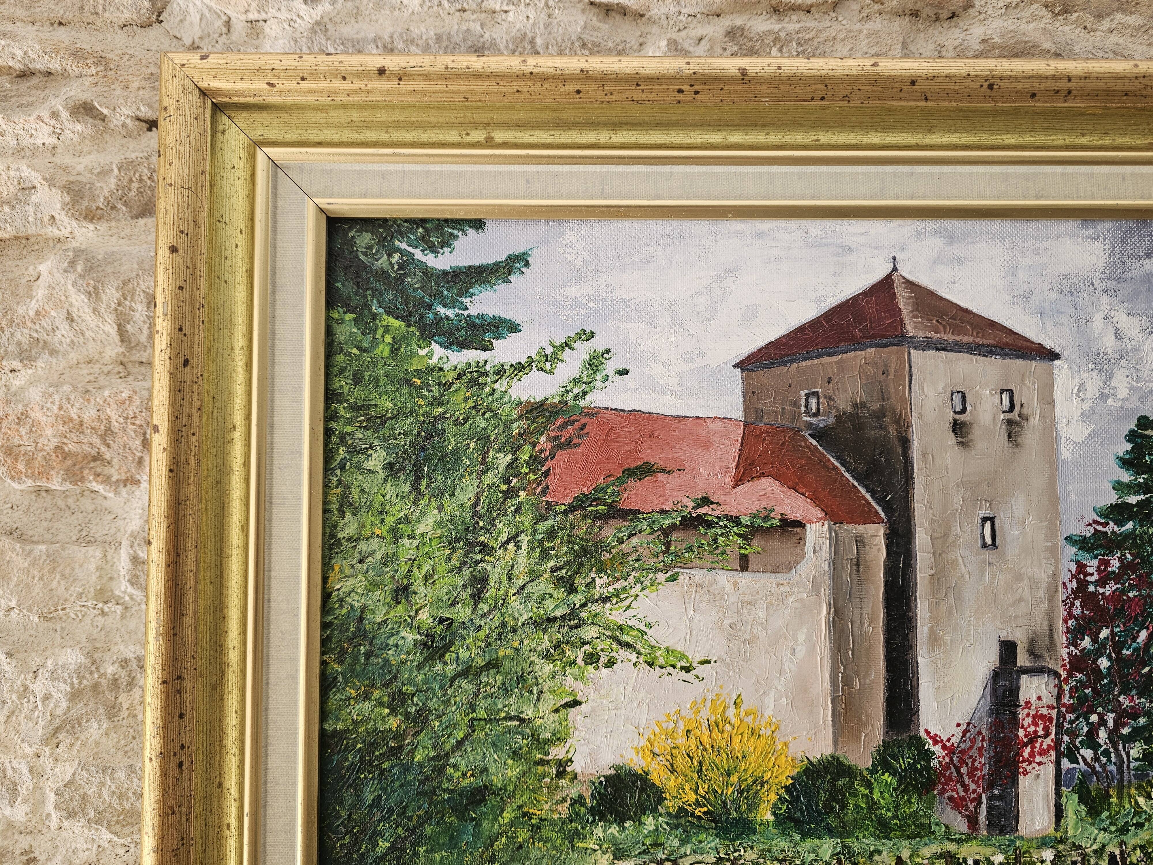 Oil Painting on Canvas - Château de Gevrey-Chambertin Vines Signed Leclerc