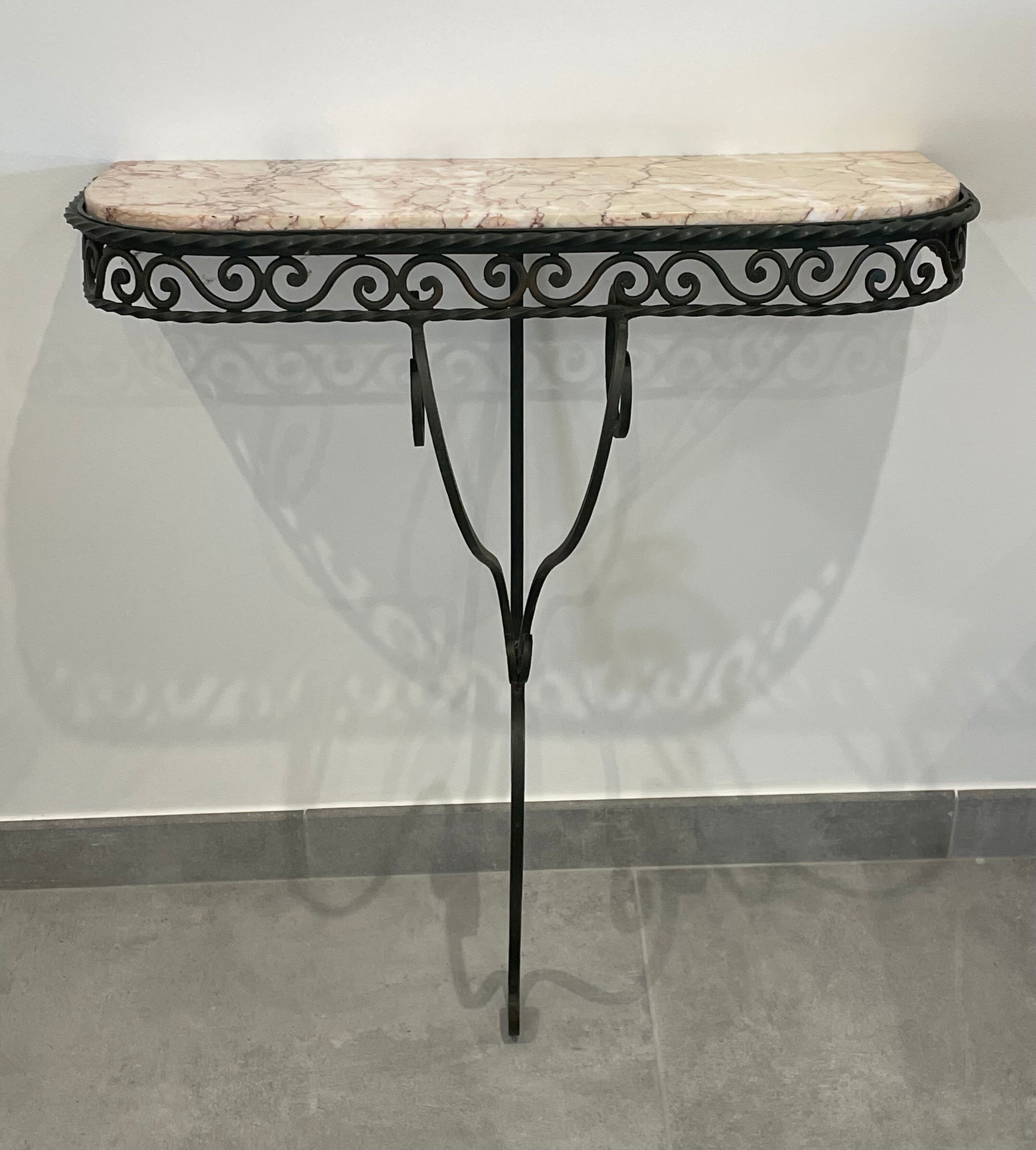 Wrought iron and marble console
