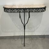 Wrought iron and marble console