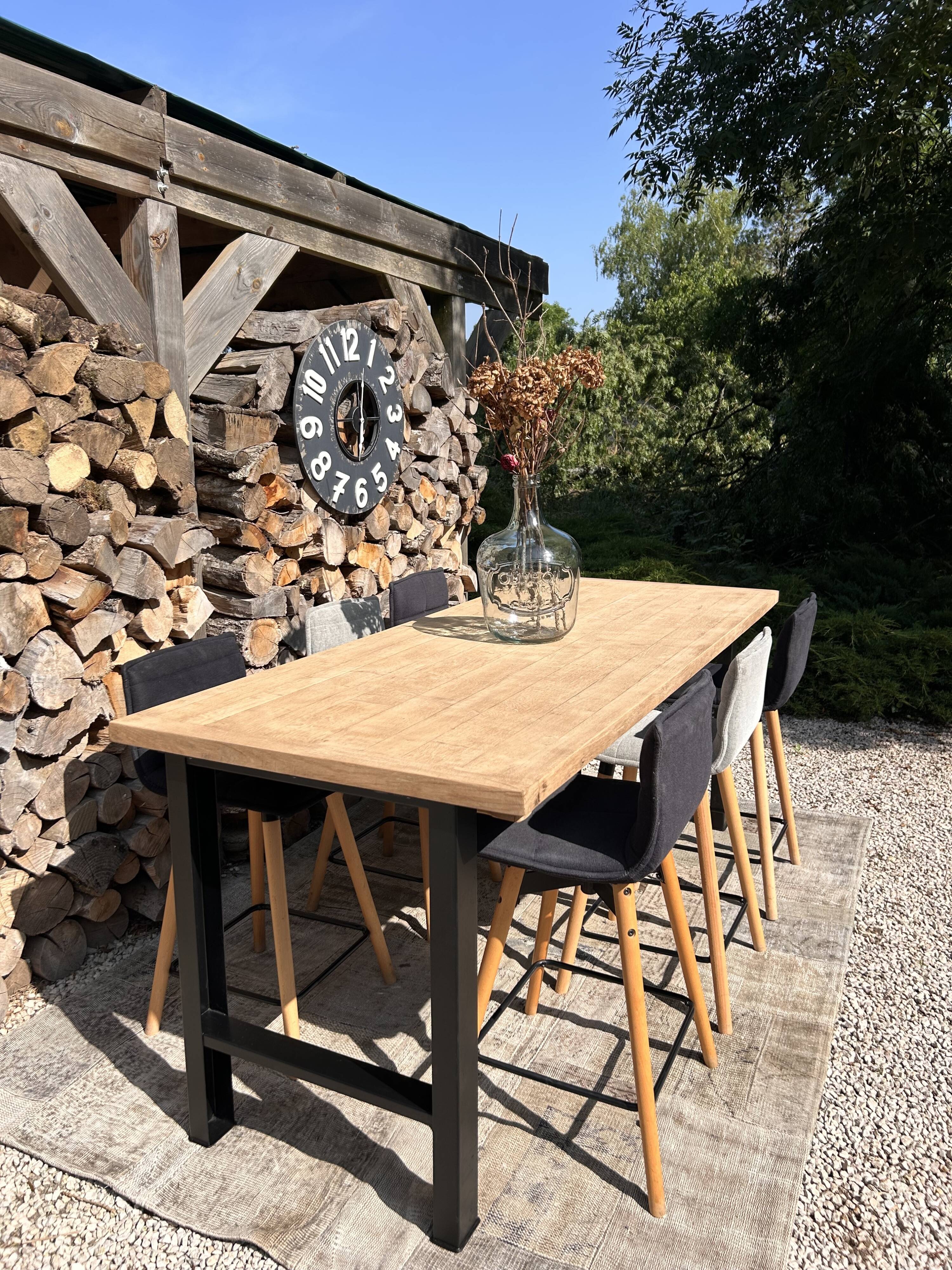 High table, island in wood and metal