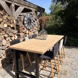 High table, island in wood and metal