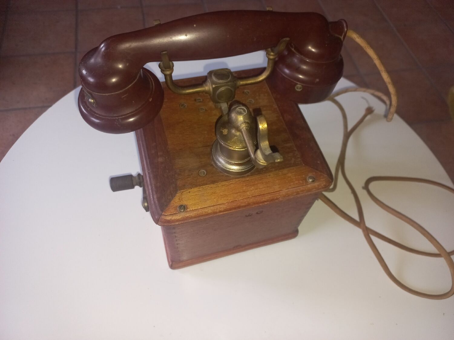Old hand-cranked telephone