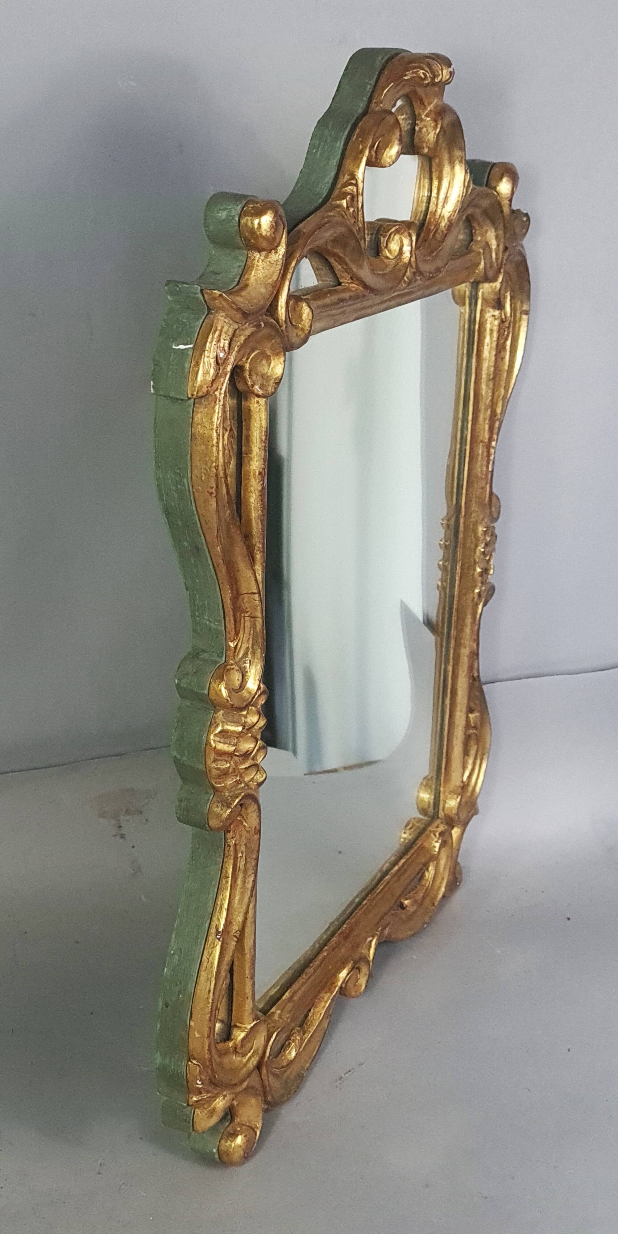 Antique mirror with carved wooden frame and original gilding, 53x37 cm, SD207.