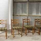 Set of four oak and wool dining room chairs by Henning Kjaernulf, 1960's