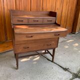 Mid-century curvy dressing table in teak with pull out mirror