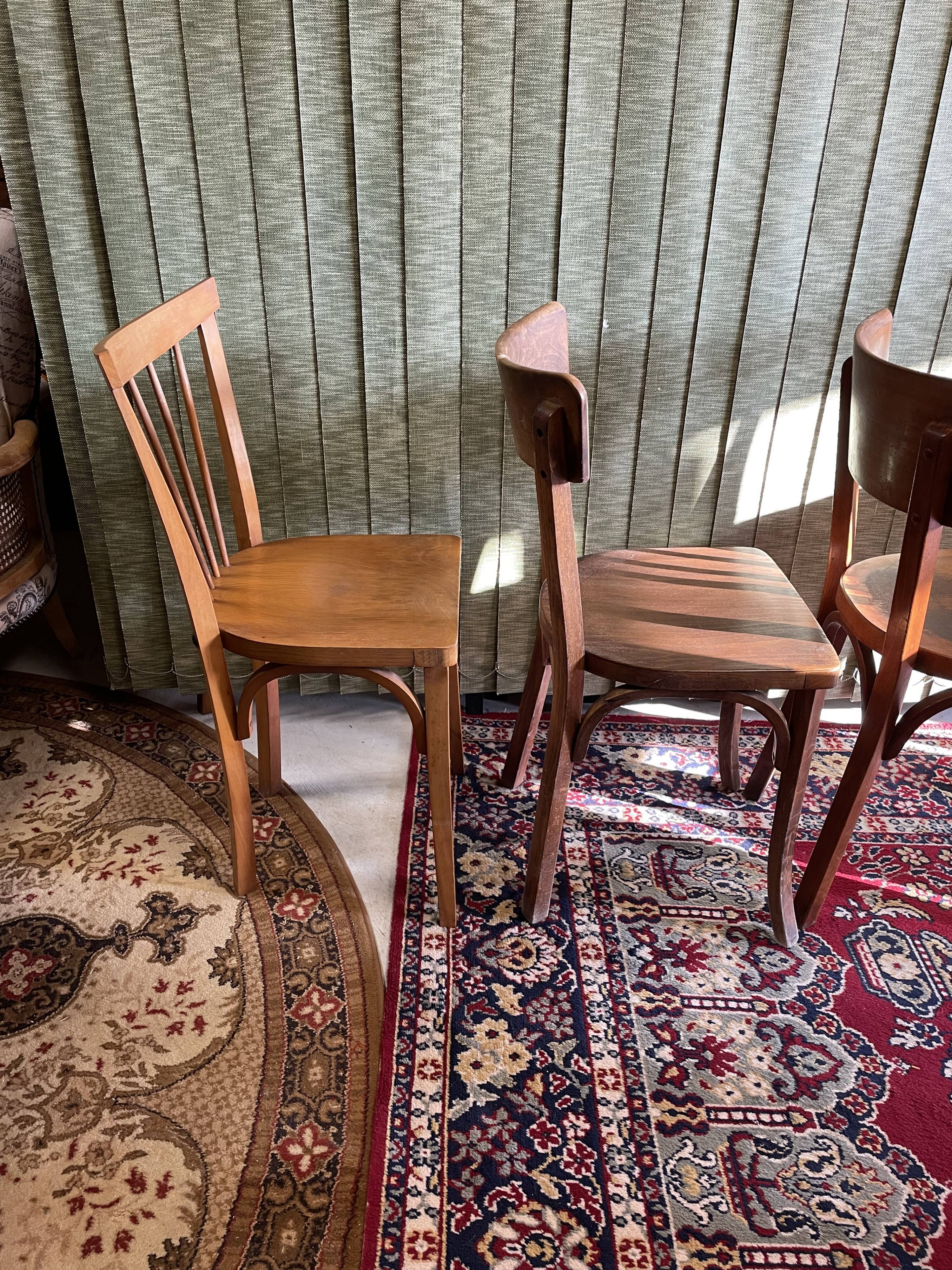 Set 4 vintage mismatched bistro chairs 50