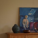 Large oil painting on canvas, unknown artist, 1956, mid-century Danish.