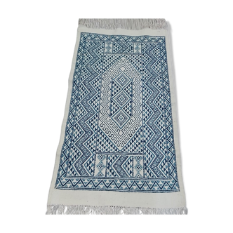 Handmade blue and white kilim rug 155 x 75 cm