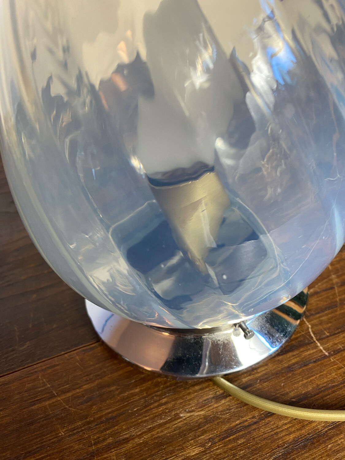 Suspension en verre et métal Art Déco