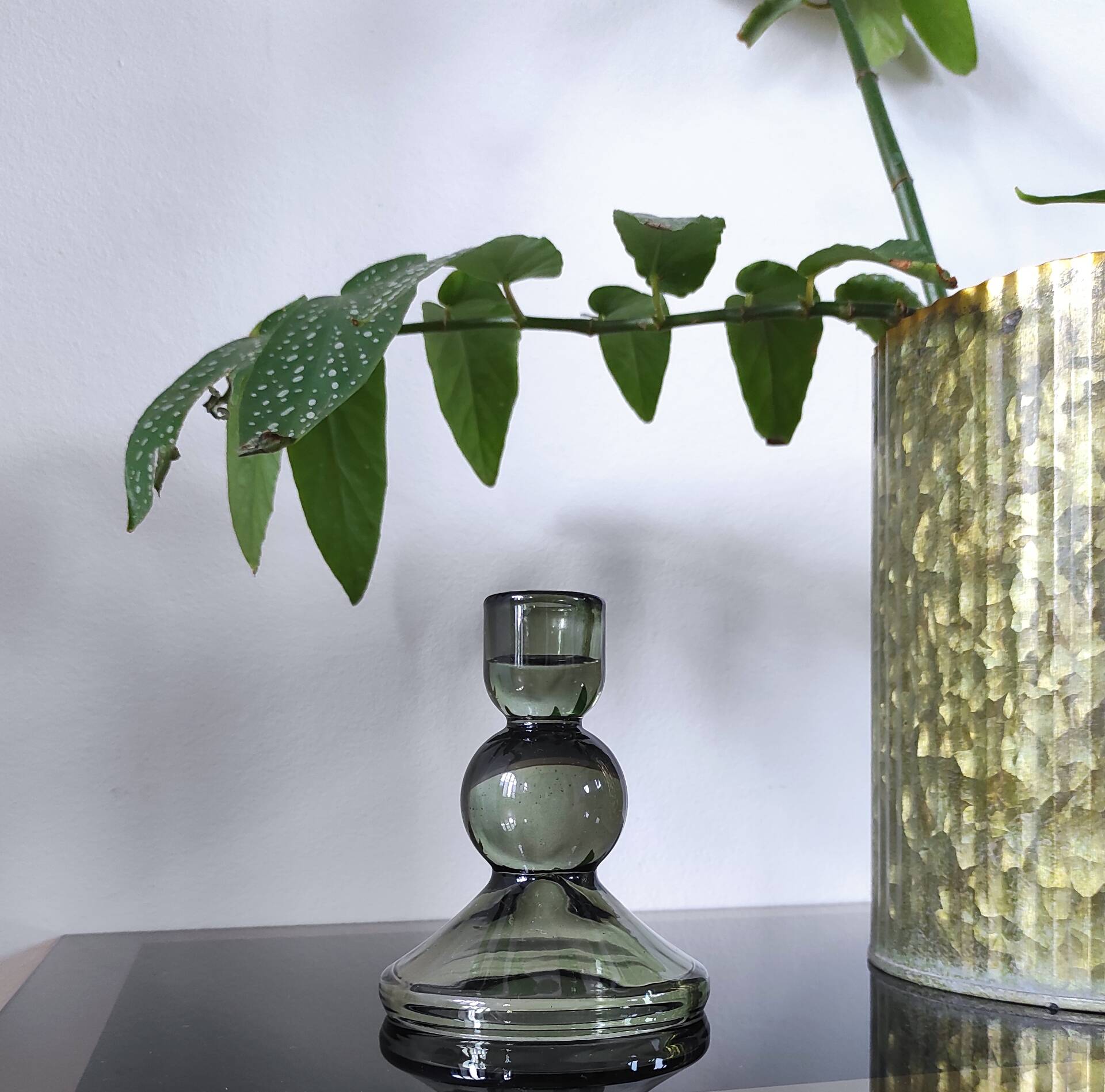 Bougeoir design en verre teinté