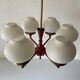6 pendant lamps in glass and burgundy brass by Hans-Agne Jakobsson, 1960s, Sweden