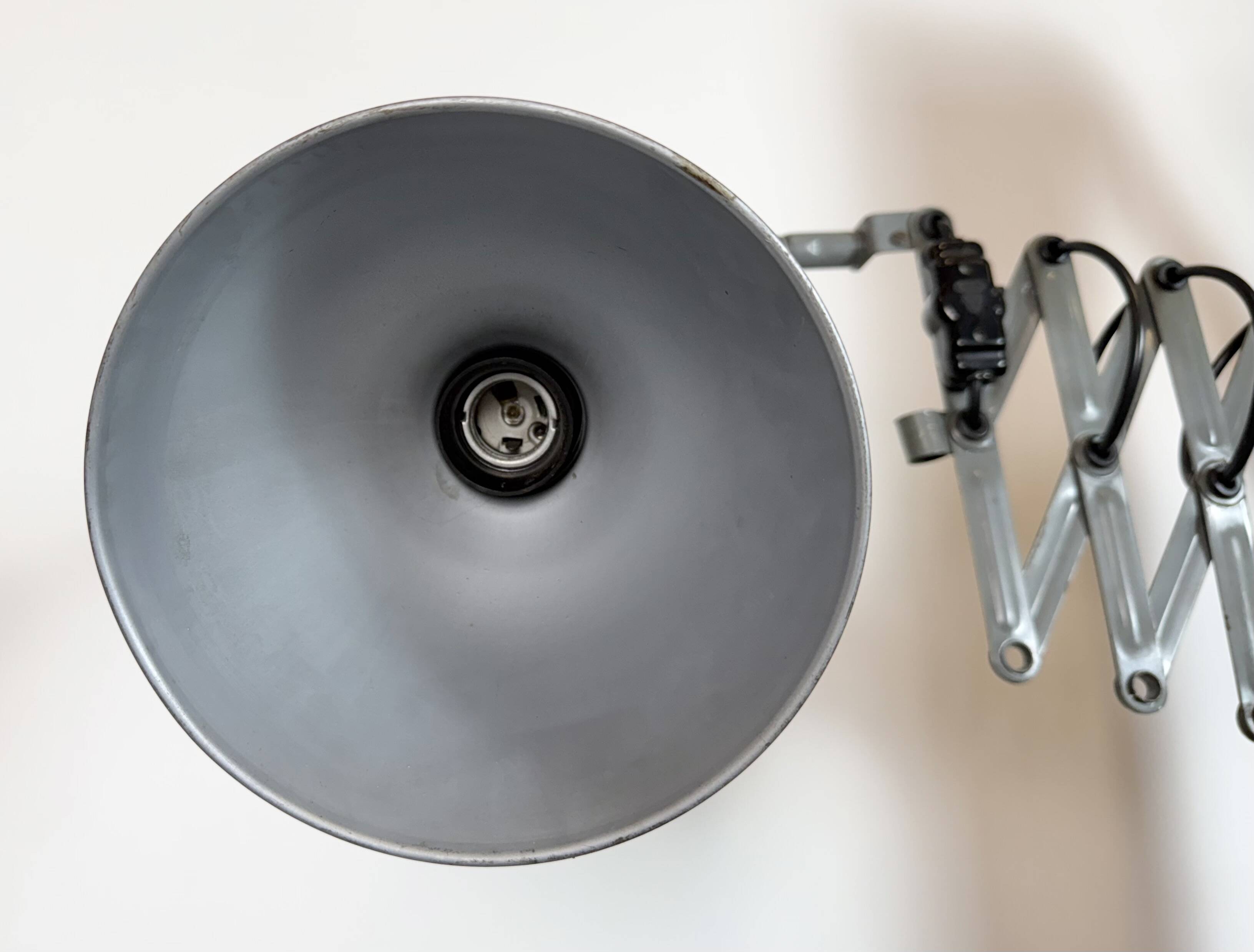 Grey Industrial Gooseneck Scissor Wall Lamp from Elektroinstala, 1960s