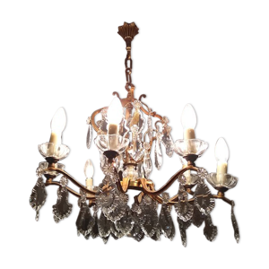 Lustre en bronze et cristal