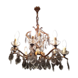 Bronze and crystal chandelier 8 branches