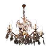 Bronze and crystal chandelier 8 branches
