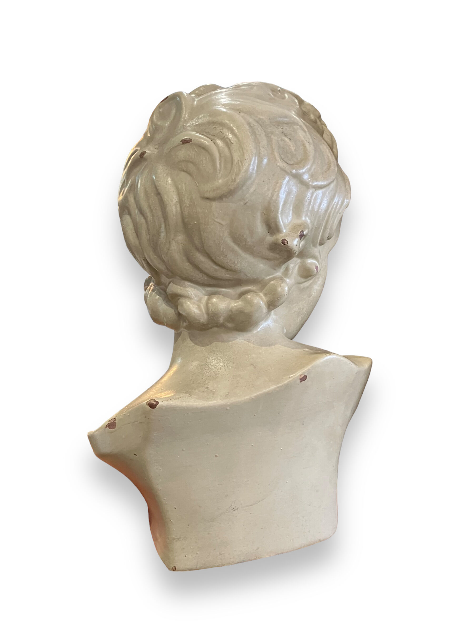 Bust of eros in glazed terracotta