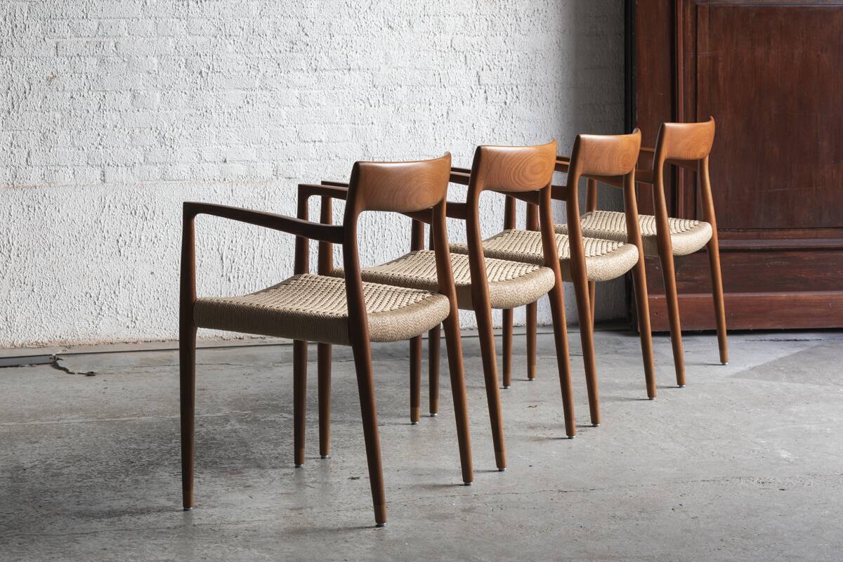 Ensemble de 4 chaises à repas, modèle 57, par Niels O. Moller, Danemark, 1960