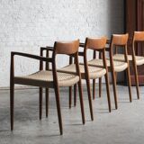 Set of 4 dining chairs, model 57, by Niels O. Moller, Denmark, 1960s