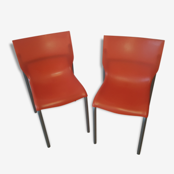Paire de chaises XO by Philippe Starck "Cheap Chic" orange translucide, style pop