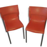 Orange pair of chairs by Philippe Starck "Cheap Chic" translucent, pop style XO