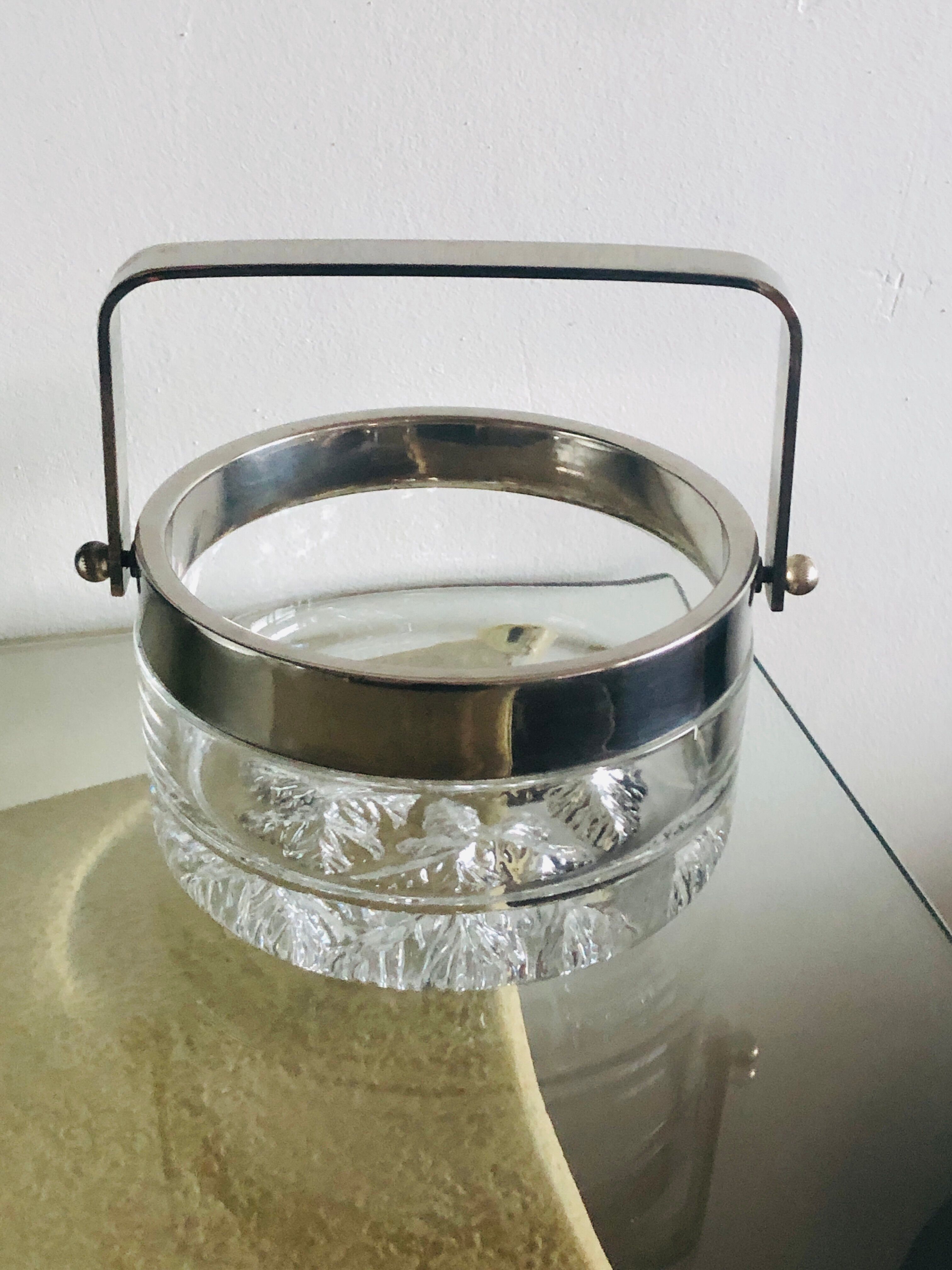 Seau à Glaçons En Verre Aux Marques De Whisky – Vintage Années 80 – Hauteur 13 Cm