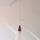 Suspension lamp Louis Kalff 60s teak and opaline
