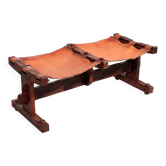 Banc brésilien en bois massif et cuir