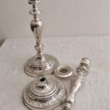 Pair of silver bronze torches, XIXth