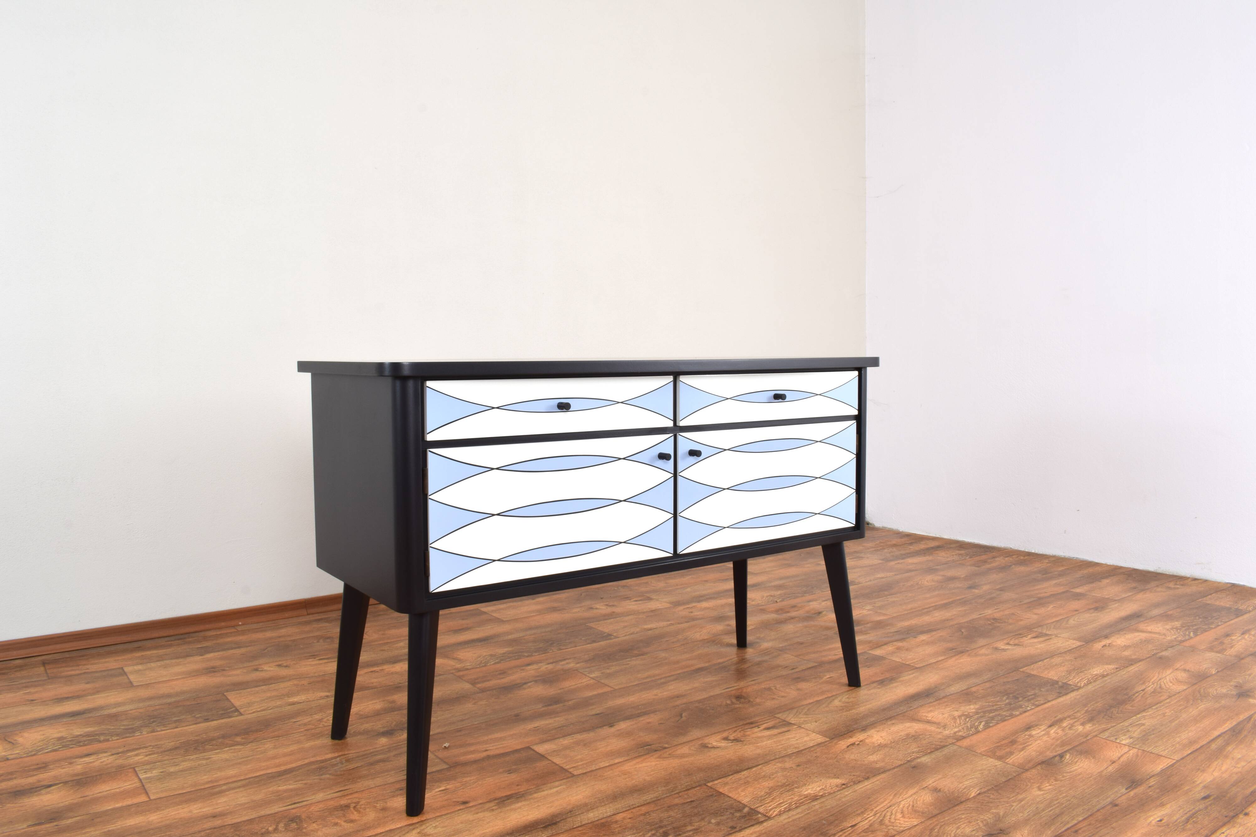 Mid-Century Op-Art. Hand-Painted German Sideboard, 1960s.