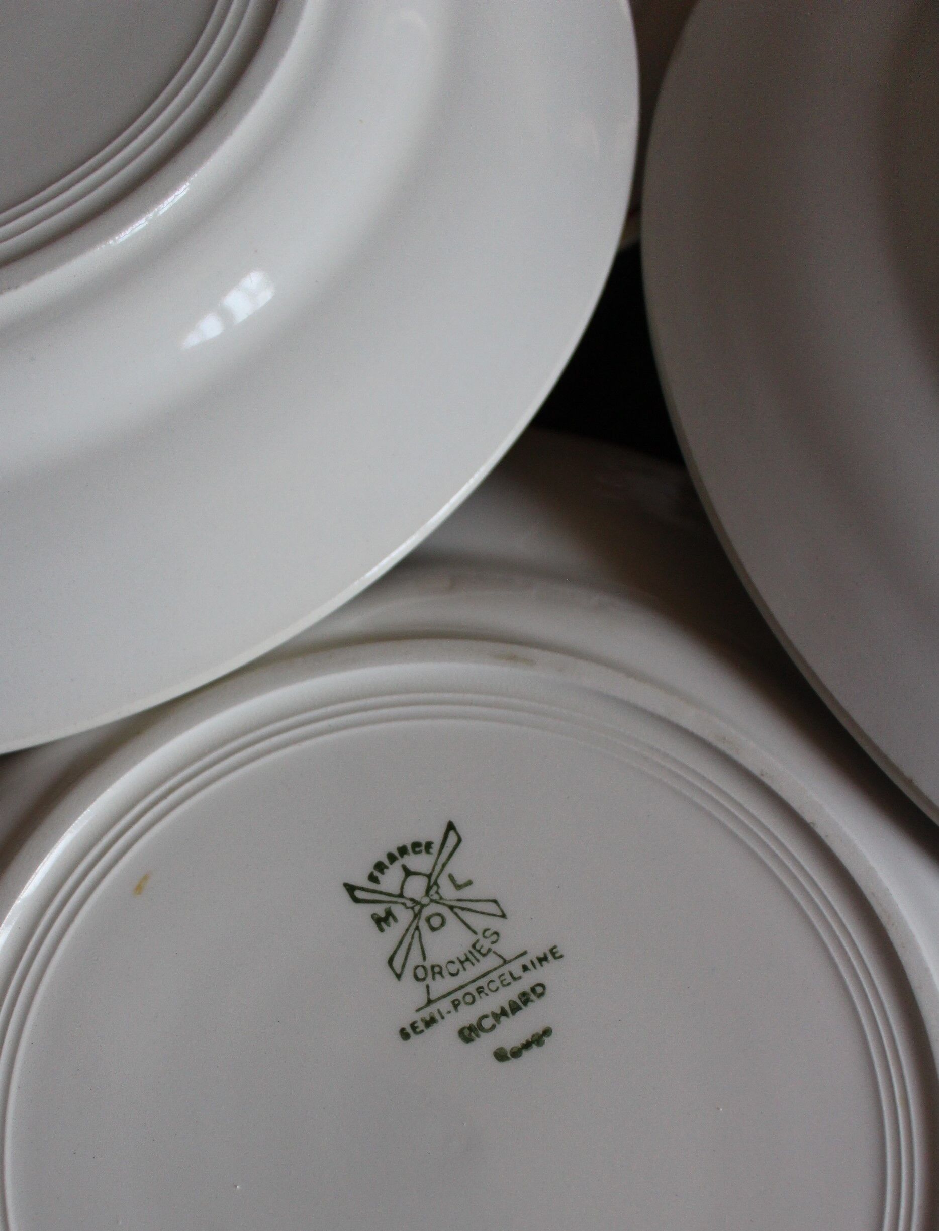 Lot 5 plates Plates Red Flowers Moulin des Loups Richard