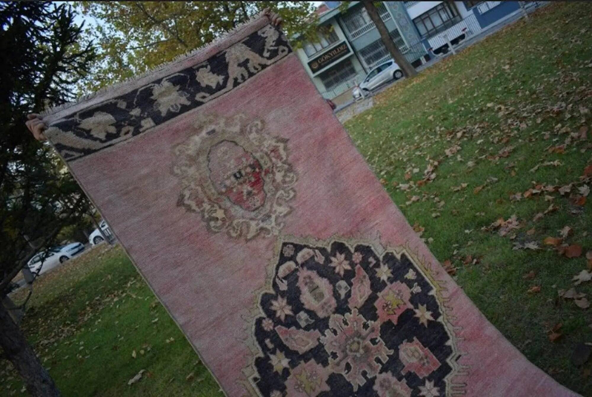 Vintage Turkish hallway rug 105x771 cm