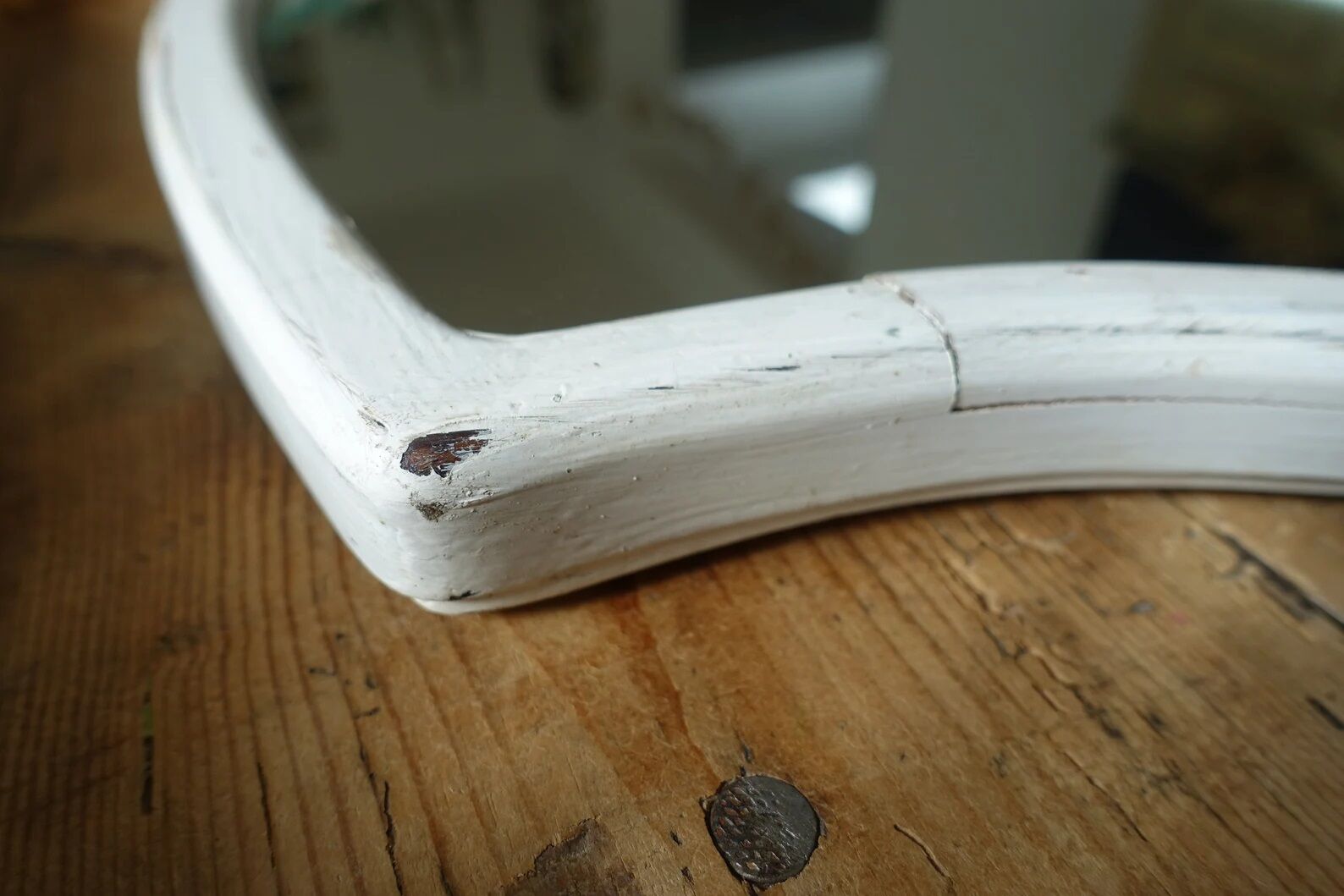 Weathered wooden mirror