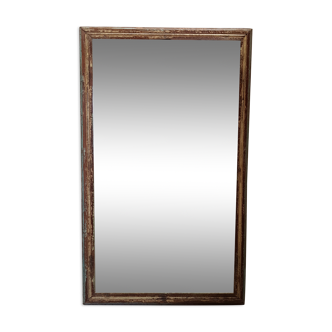 Old Burmese teak mirror with beautiful blue polychromy & original ecru 89x149cm
