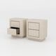 Handmade Textured Plaster Nightstands with Walnut Interior, set of 2