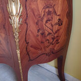 Louis XV chest of drawers marquetry and purple breccia marble