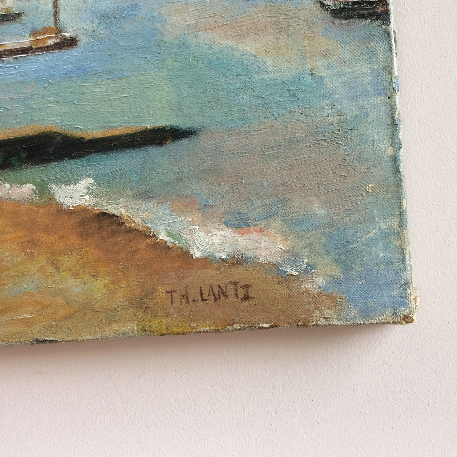 Oil on canvas 40's "The seaside"