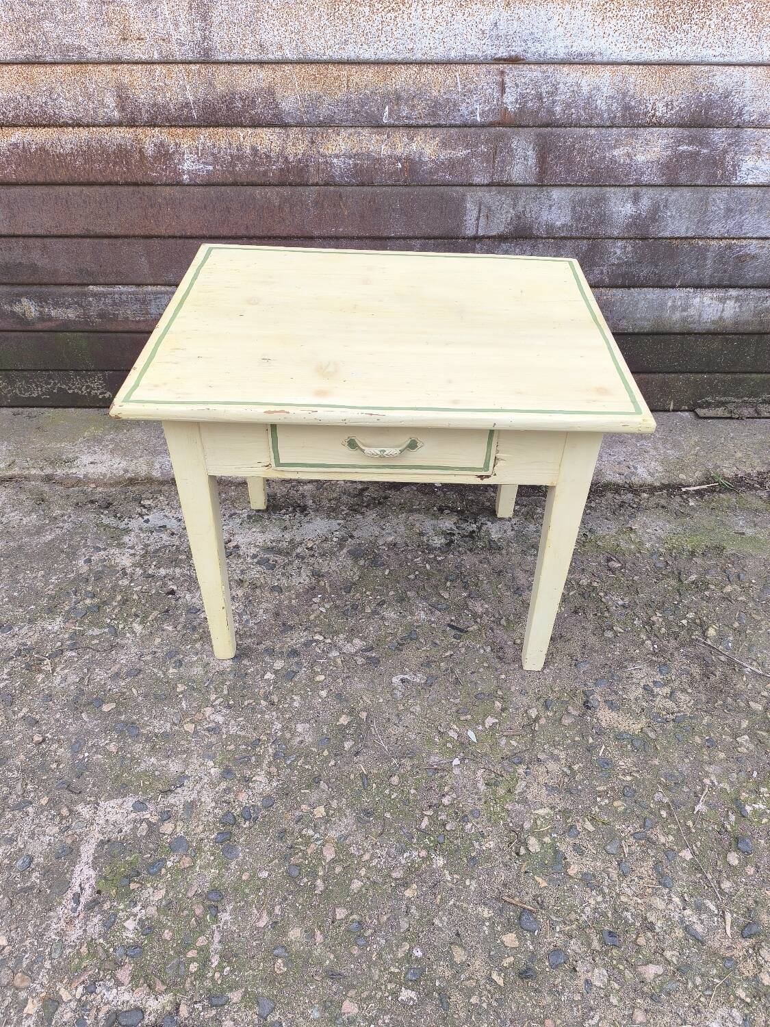 Yellow and green patinated coffee table by a local artist