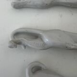 Set of 5 white porcelain knife holders, pantheon fox dogs