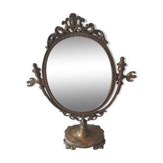 Psyche on foot brass mirror 28x39cm