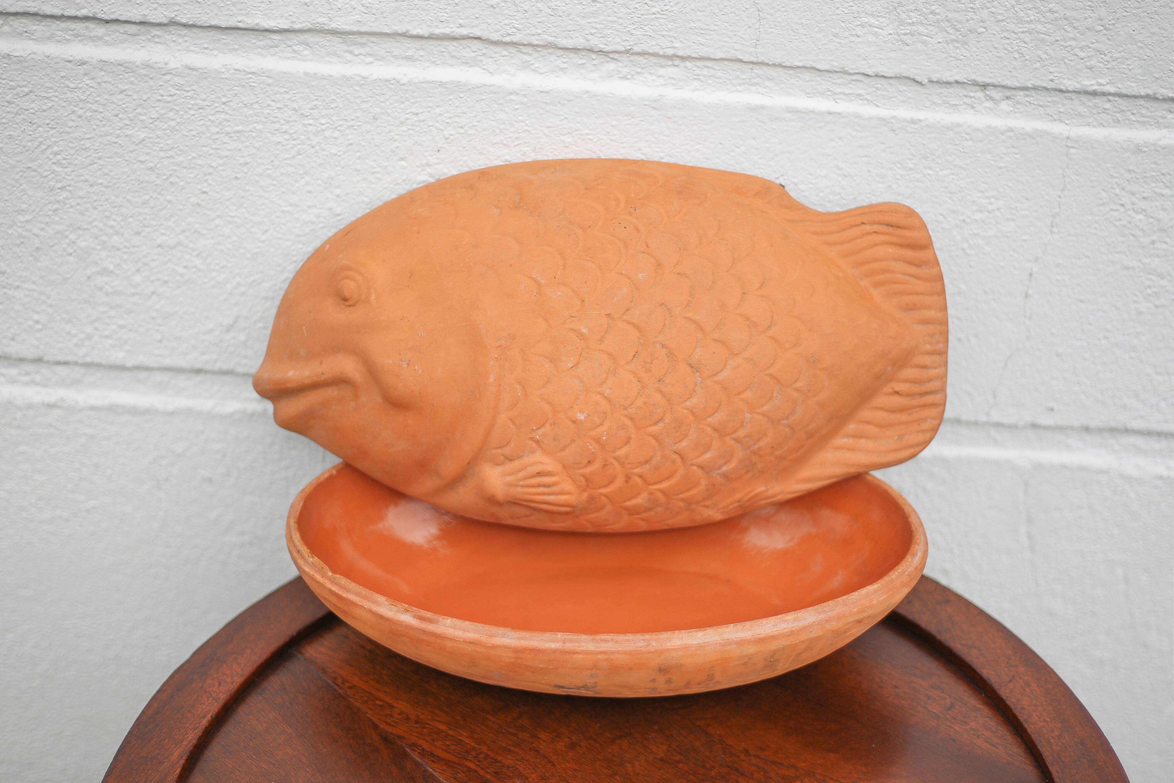Vintage fish-shaped terracotta dish, zoomorphic dish