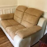 Italian sofa in two leathers CALIA