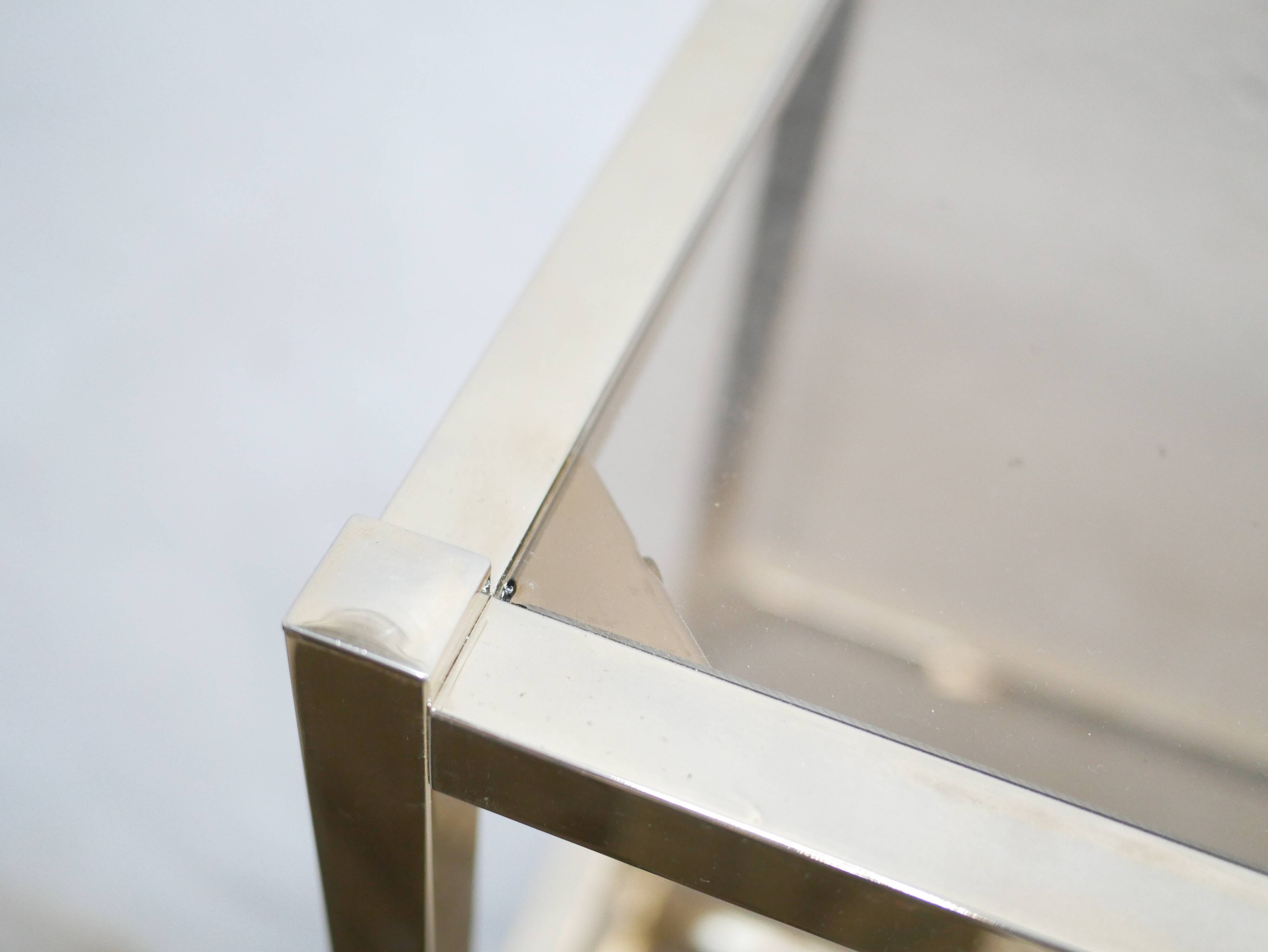 Bookcase vintage shelf in brass and smoked glass