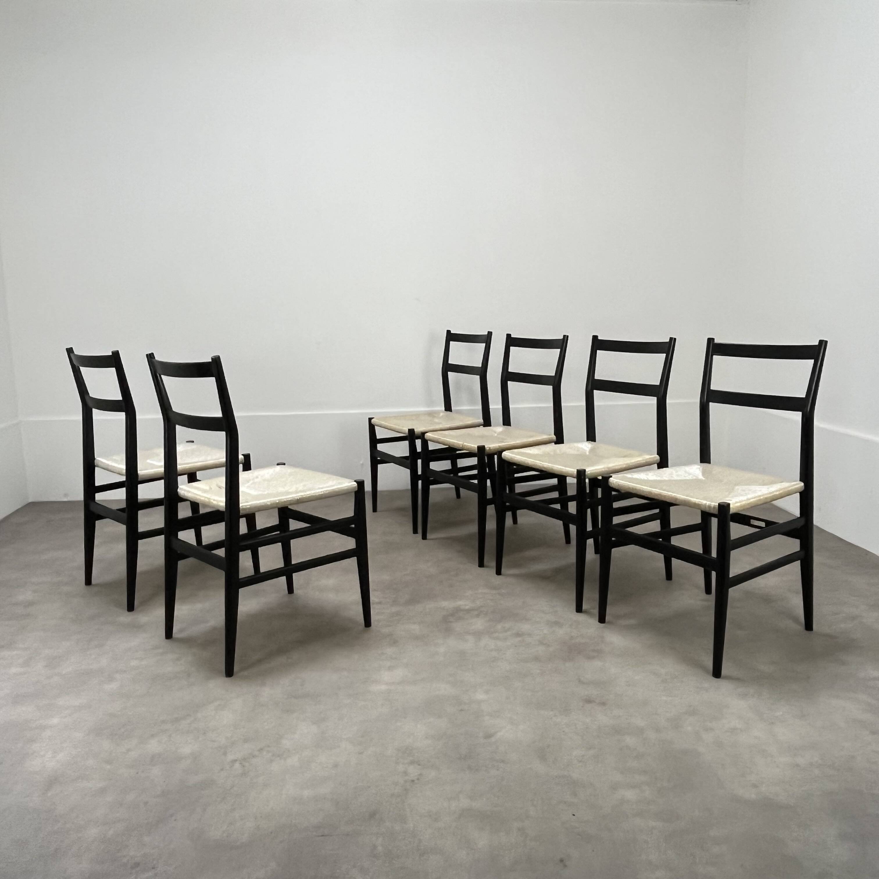 6 Leggera chairs by Gio Ponti for Cassina, Italy, first edition