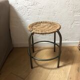 Pair of metal and rope stools