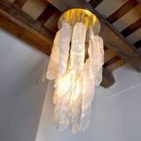 Pendant lamp "Leaves" by Mazzega in Murano glass, Italy, 1970