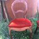 lot of 4 chairs Castle Chippendale, Louis XV late 1800s red velvet