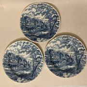 Royal Wessex English mail coach blue dinner plates