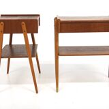 Set of 2 Scandinavian teak bedside tables, Carlström, Sweden, 1960
