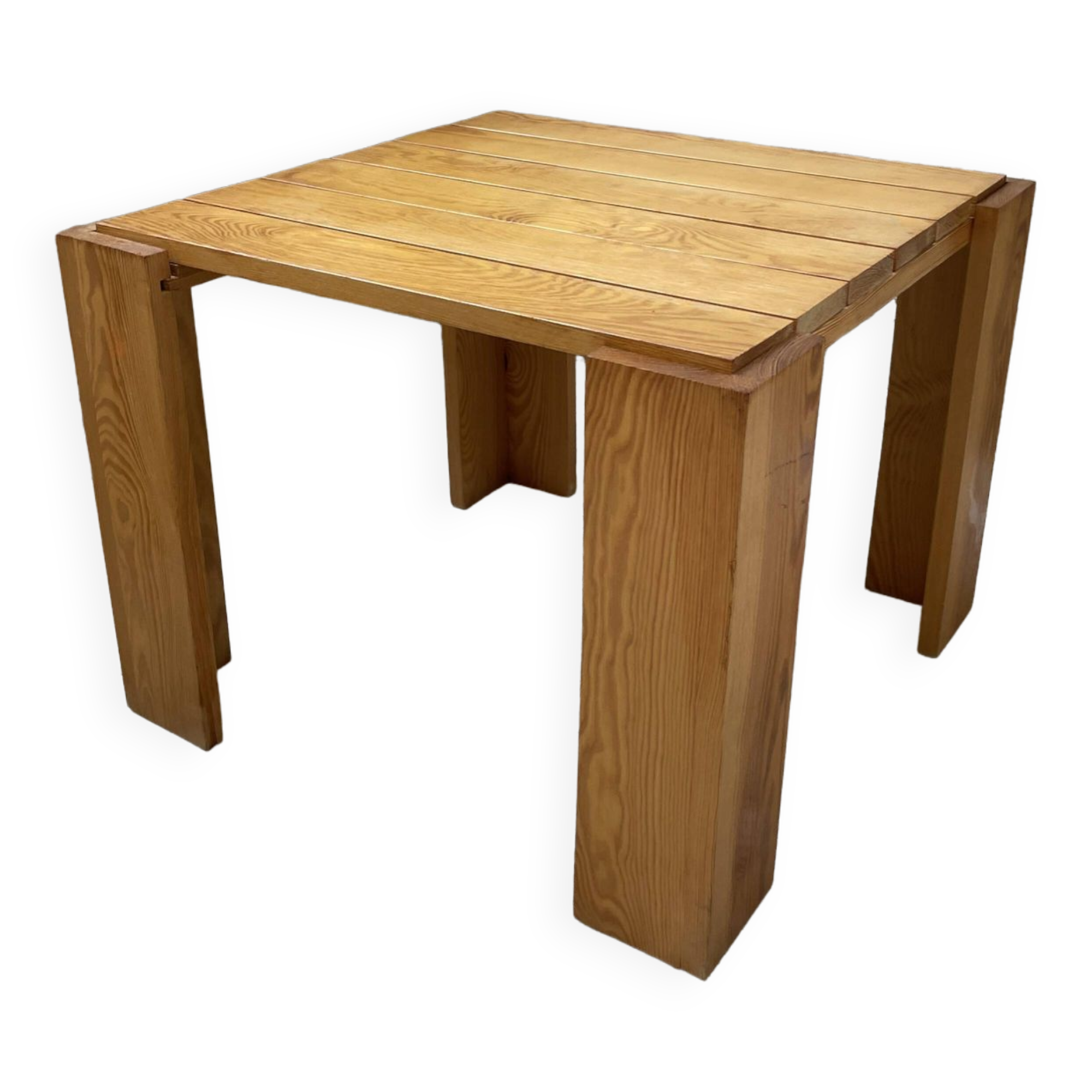 Square pine coffee table from the 70s revival