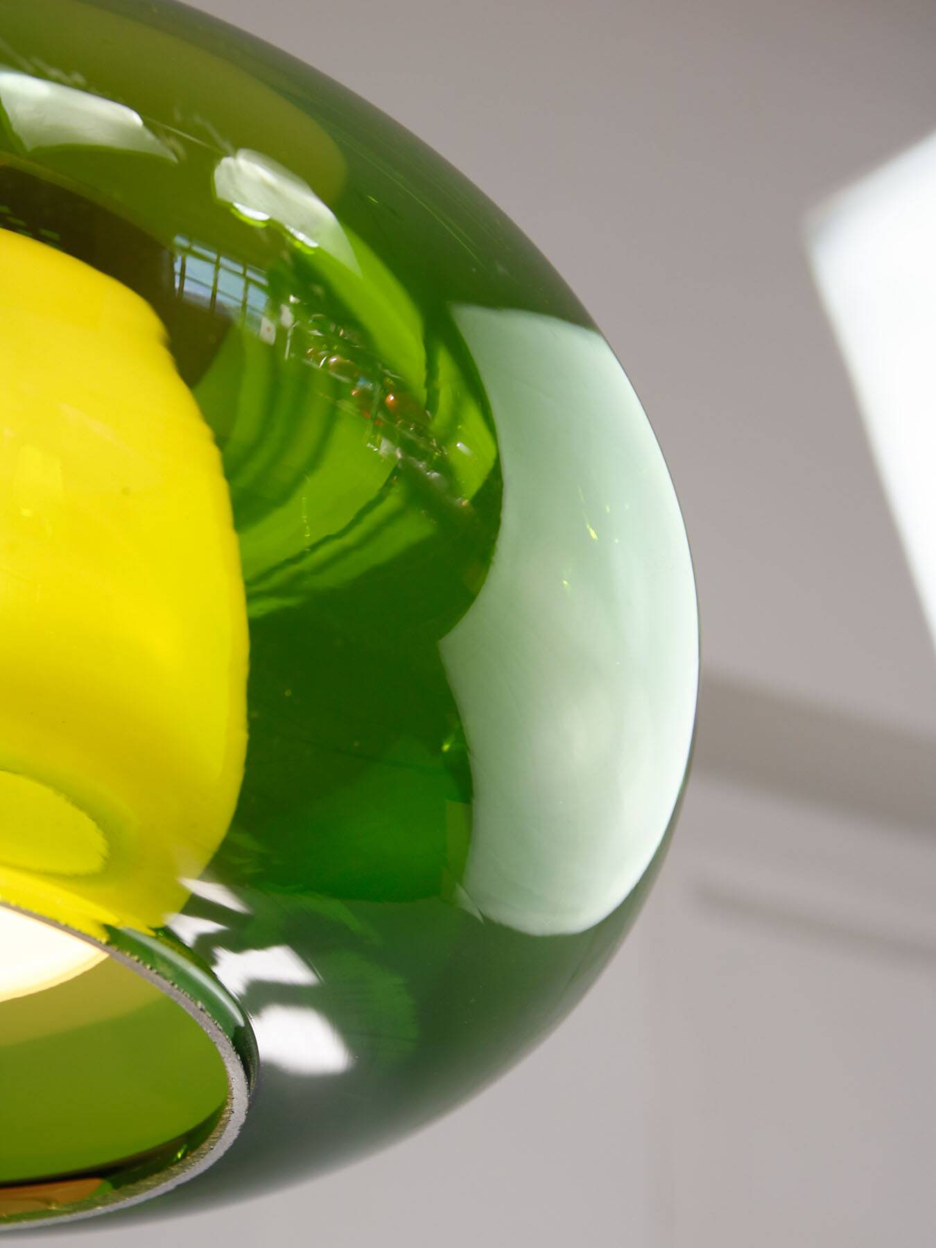 Mid-Century Italian Green Glass & Brass Pendant Lamp, 60s